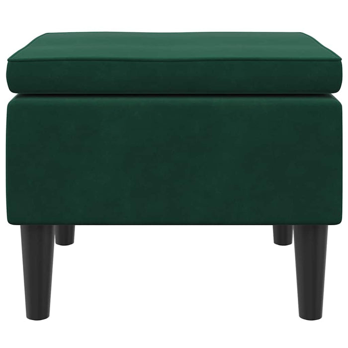 Poggiapiedi con Gambe in Legno Verde Scuro in Velluto 329438