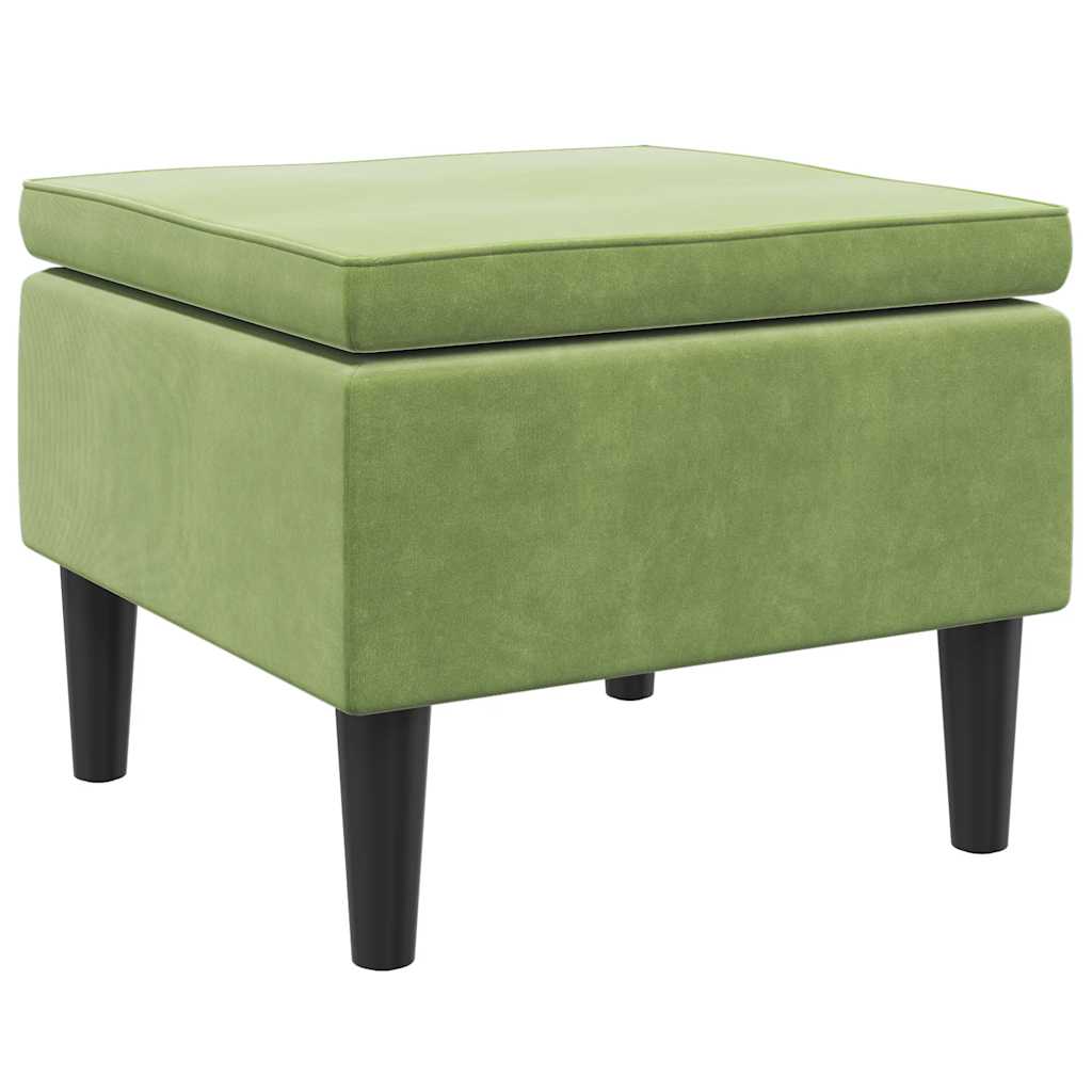 Poggiapiedi con Gambe in Legno Verde Chiaro in Velluto 329439