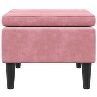 Poggiapiedi con Gambe in Legno Rosa in Velluto 329440