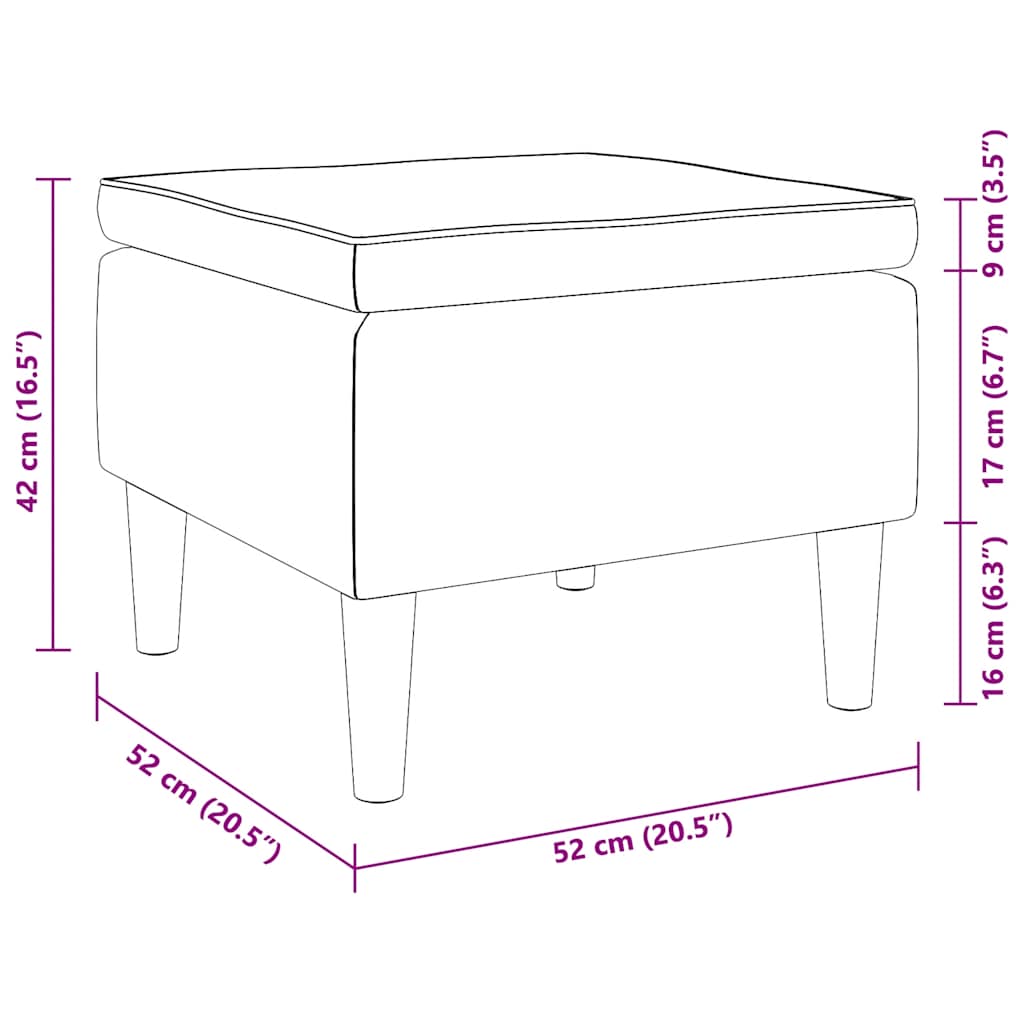 Poggiapiedi con Gambe in Legno Rosa in Velluto 329440