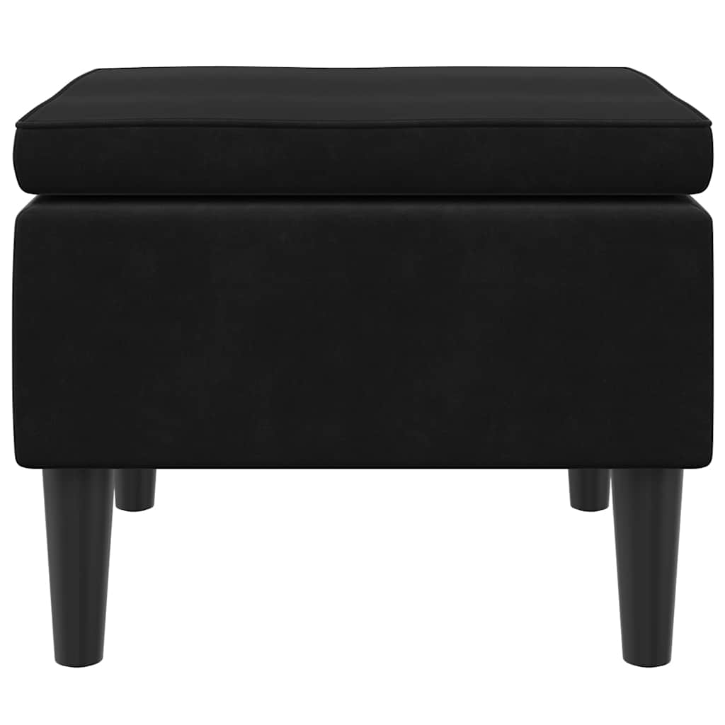 Poggiapiedi con Gambe in Legno Nero in Velluto 329442