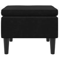 Poggiapiedi con Gambe in Legno Nero in Velluto 329442