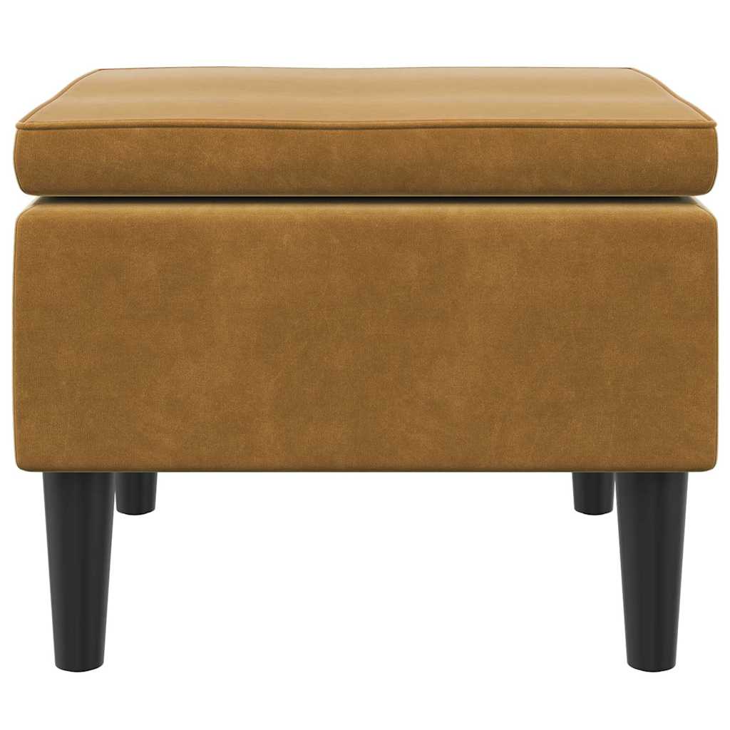 Poggiapiedi con Gambe in Legno Marrone in Velluto 329444