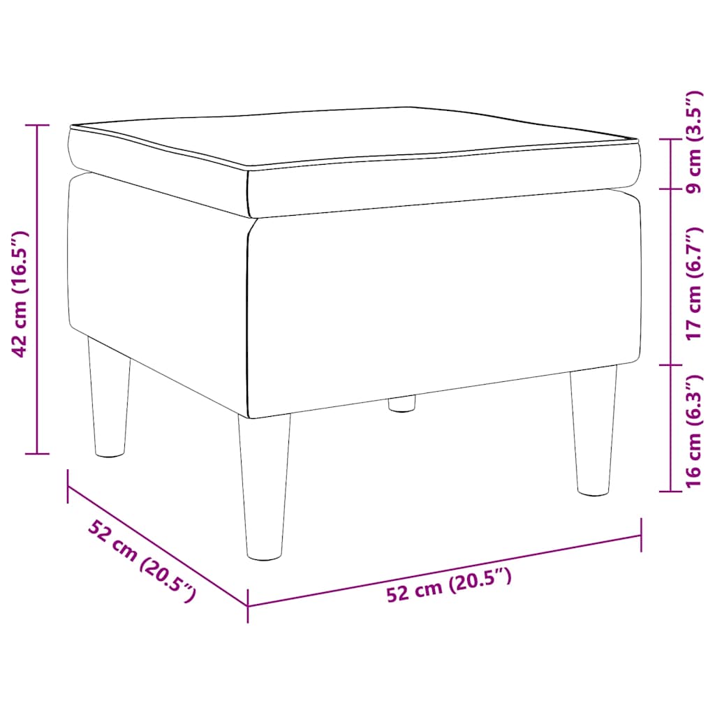 Poggiapiedi con Gambe in Legno Marrone in Velluto 329444