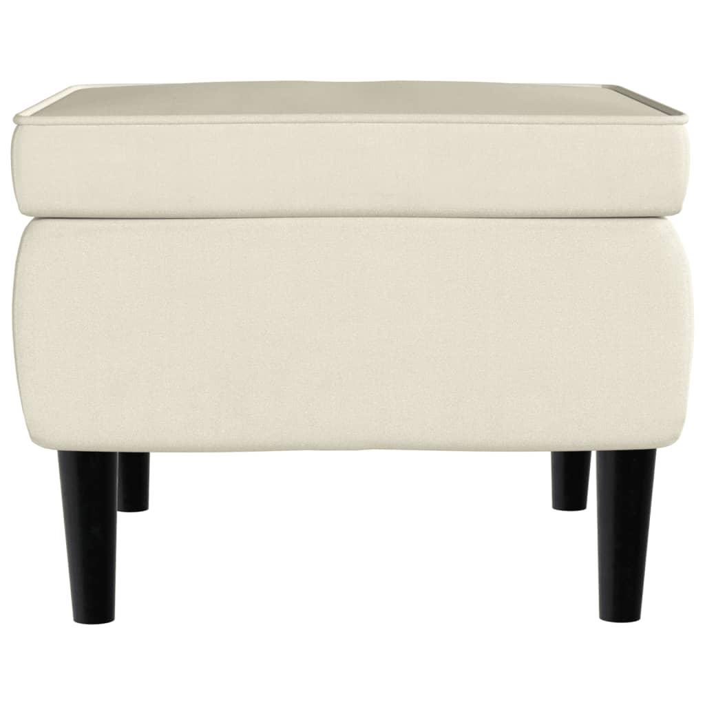 Poggiapiedi con Gambe in Legno Crema in Velluto cod mxl 53313