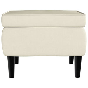 Poggiapiedi con Gambe in Legno Crema in Velluto cod mxl 53313