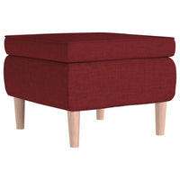 Poggiapiedi con Gambe in Legno Rosso Vino in Tessuto cod mxl 46505