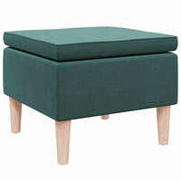 Poggiapiedi con Gambe in Legno Verde Scuro in Tessuto 329452