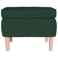 Poggiapiedi con Gambe in Legno Verde Scuro in Tessuto 329452