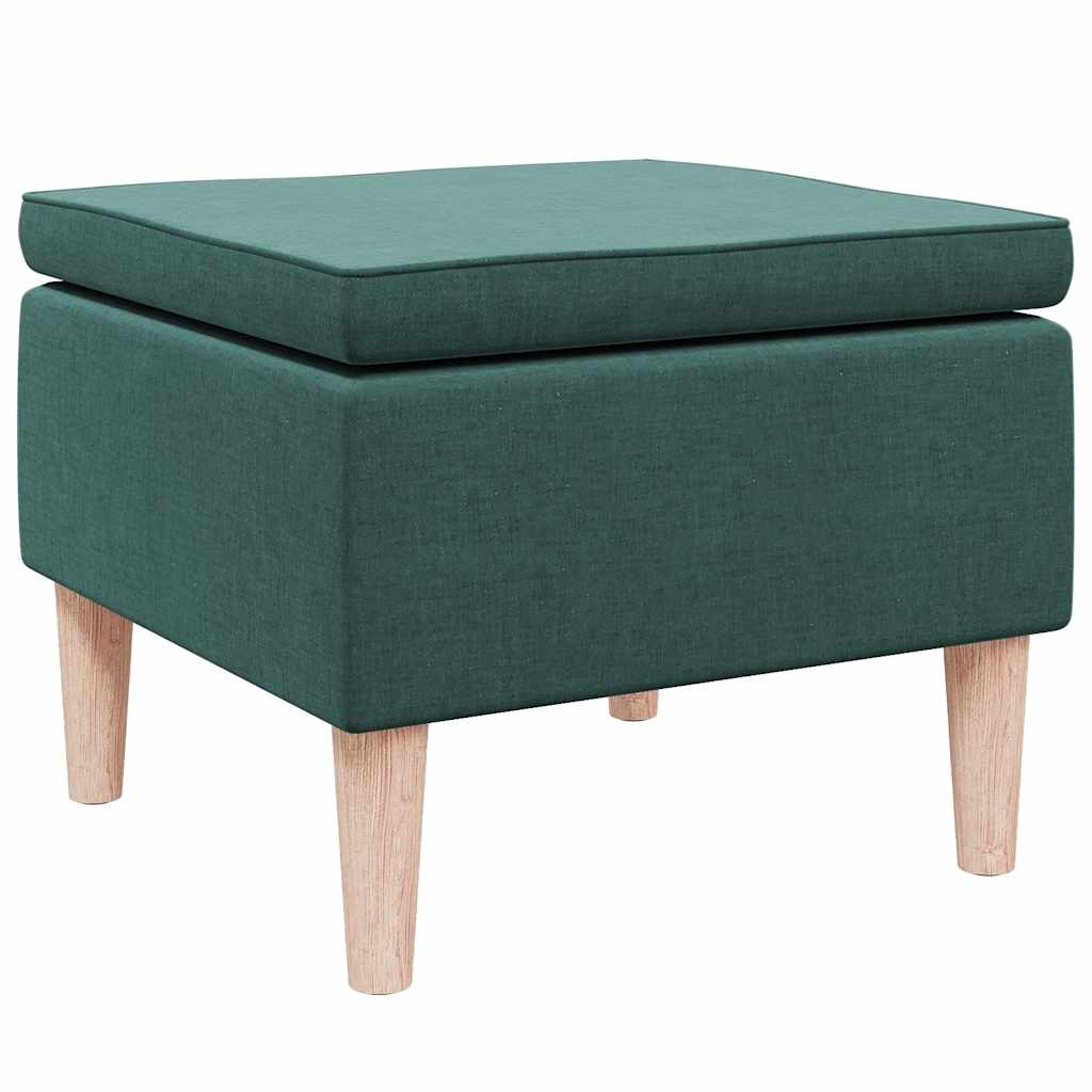 Poggiapiedi con Gambe in Legno Verde Scuro in Tessuto 329452