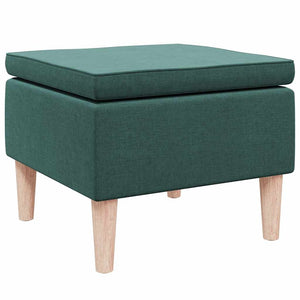 Poggiapiedi con Gambe in Legno Verde Scuro in Tessuto 329452