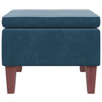 Poggiapiedi con Gambe in Legno Blu in Velluto 329456