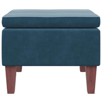 Poggiapiedi con Gambe in Legno Blu in Velluto 329456