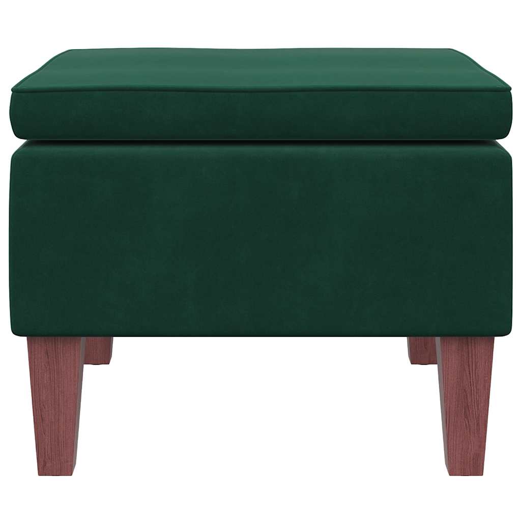 Poggiapiedi con Gambe in Legno Verde Scuro in Velluto 329459