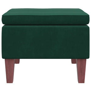 Poggiapiedi con Gambe in Legno Verde Scuro in Velluto 329459