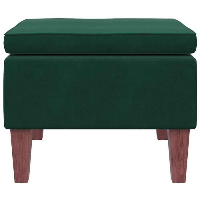 Poggiapiedi con Gambe in Legno Verde Scuro in Velluto 329459