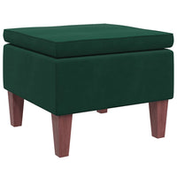 Poggiapiedi con Gambe in Legno Verde Scuro in Velluto 329459