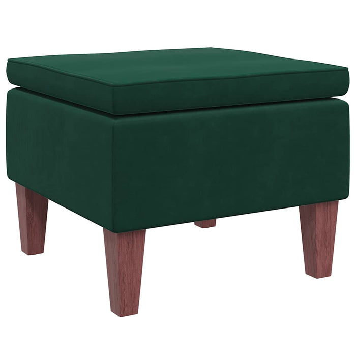 Poggiapiedi con Gambe in Legno Verde Scuro in Velluto 329459