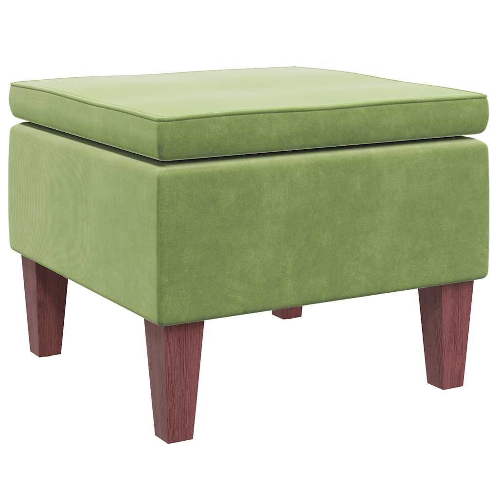 Poggiapiedi con Gambe in Legno Verde Chiaro in Velluto 329460