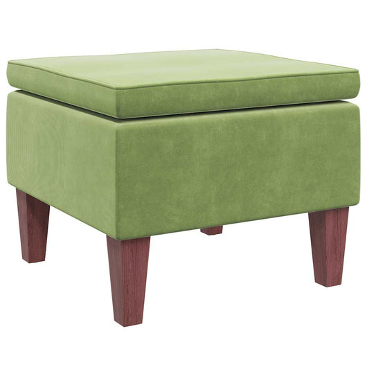 Poggiapiedi con Gambe in Legno Verde Chiaro in Velluto 329460
