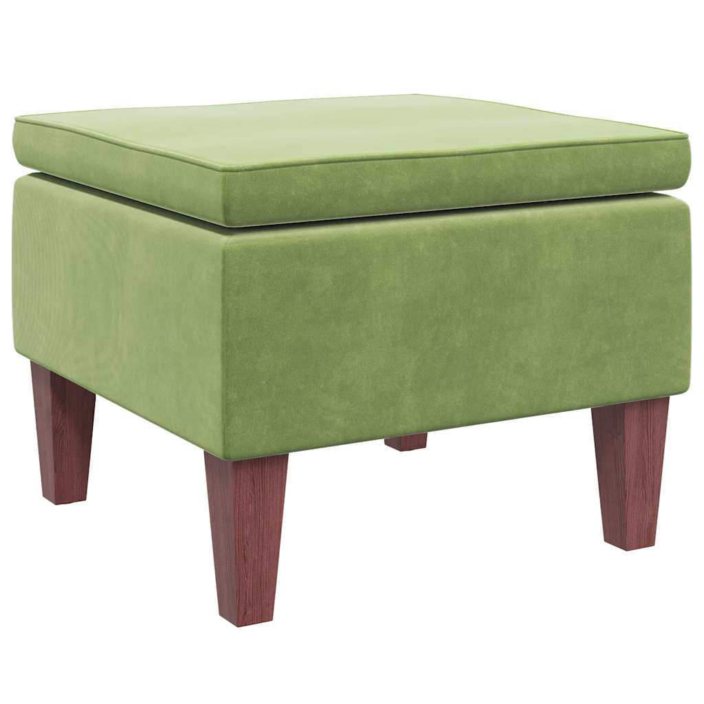Poggiapiedi con Gambe in Legno Verde Chiaro in Velluto 329460