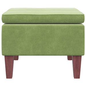 Poggiapiedi con Gambe in Legno Verde Chiaro in Velluto 329460