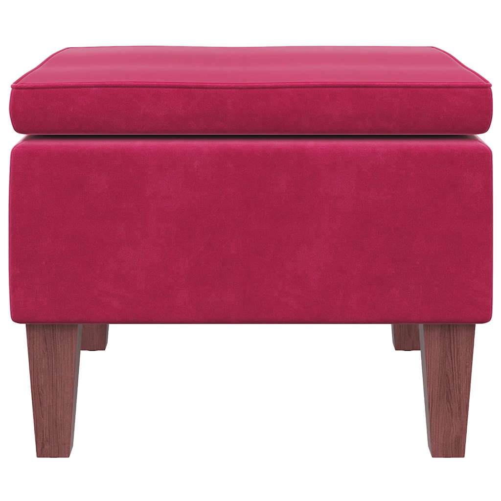 Poggiapiedi con Gambe in Legno Rosso Vino in Velluto 329462