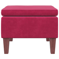Poggiapiedi con Gambe in Legno Rosso Vino in Velluto 329462