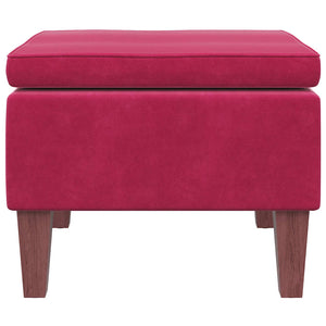 Poggiapiedi con Gambe in Legno Rosso Vino in Velluto 329462