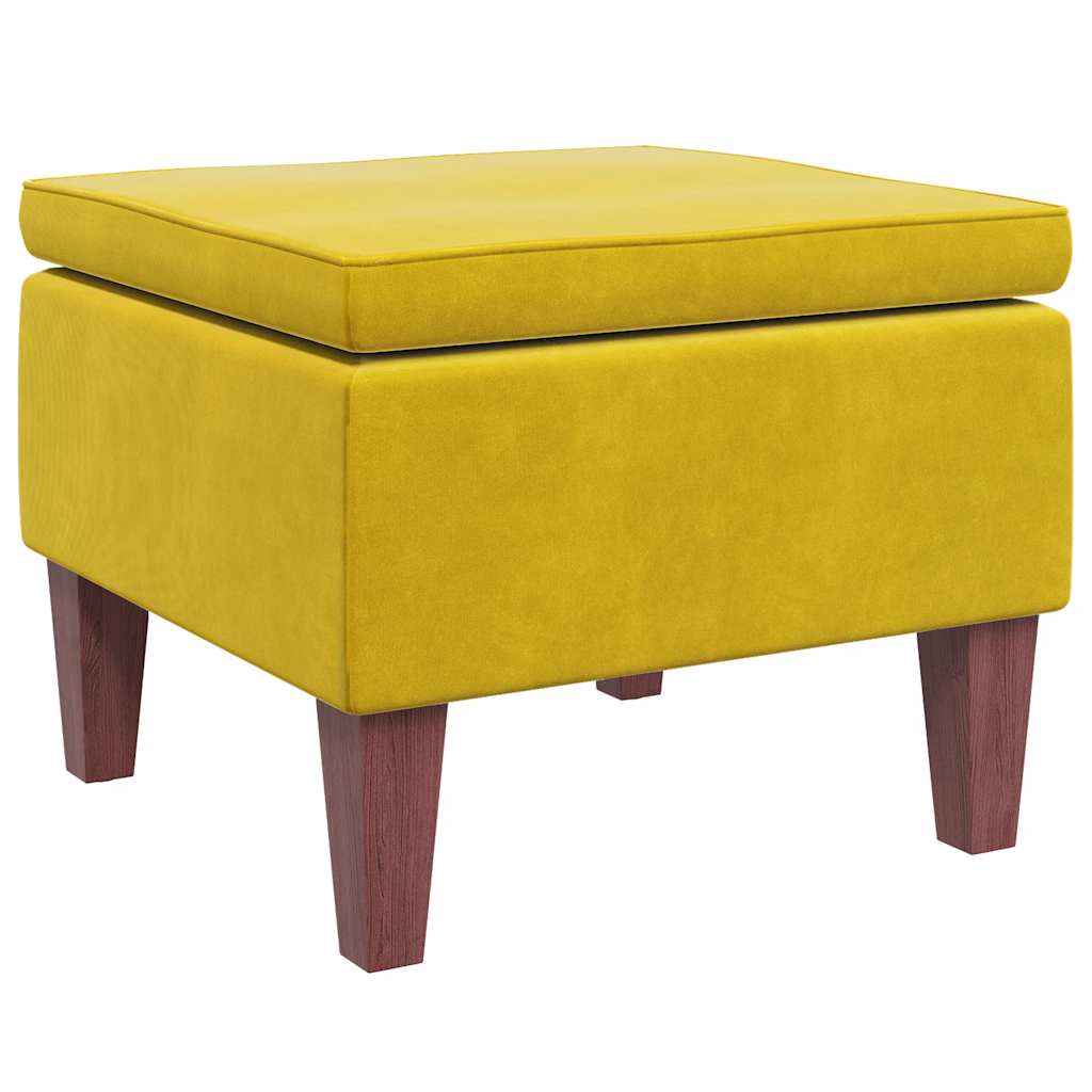 Poggiapiedi con Gambe in Legno Giallo in Velluto 329464
