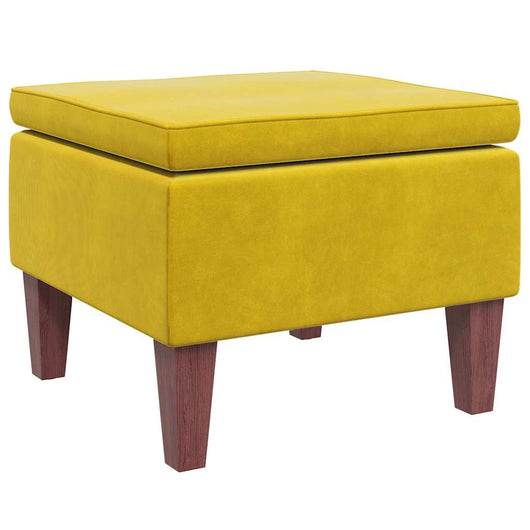 Poggiapiedi con Gambe in Legno Giallo in Velluto 329464