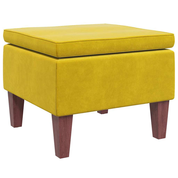 Poggiapiedi con Gambe in Legno Giallo in Velluto 329464