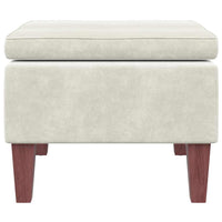 Poggiapiedi con Gambe in Legno Crema in Velluto 329466