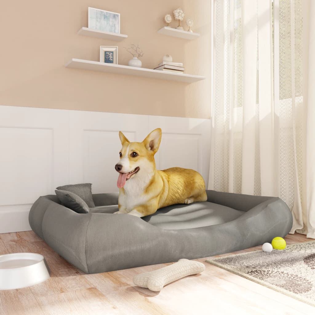 Cuccia per Cani con Cuscini Grigio 115x100x20 cm Tessuto Oxford 171193