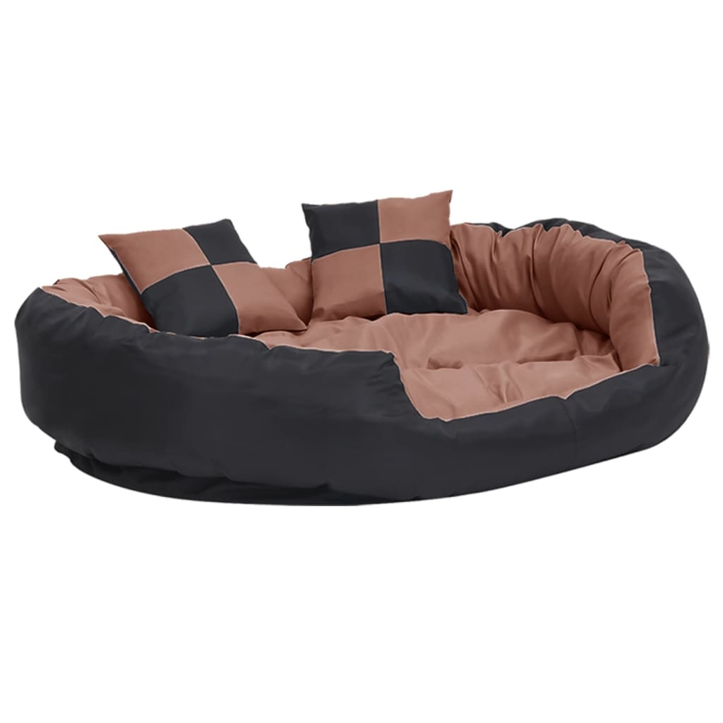 Cuscino per Cani Reversibile Lavabile Nero Marrone 110x80x23cm 171221