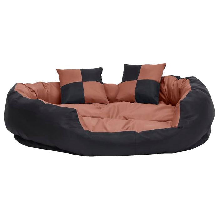 Cuscino per Cani Reversibile Lavabile Nero Marrone 110x80x23cm 171221