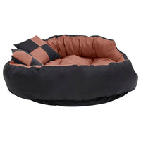 Cuscino per Cani Reversibile Lavabile Nero Marrone 110x80x23cm 171221