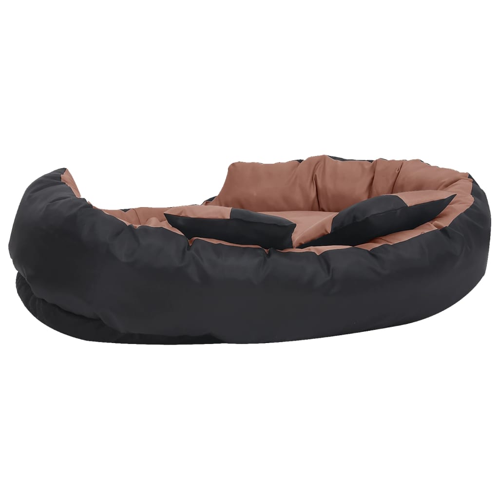 Cuscino per Cani Reversibile Lavabile Nero Marrone 110x80x23cm 171221