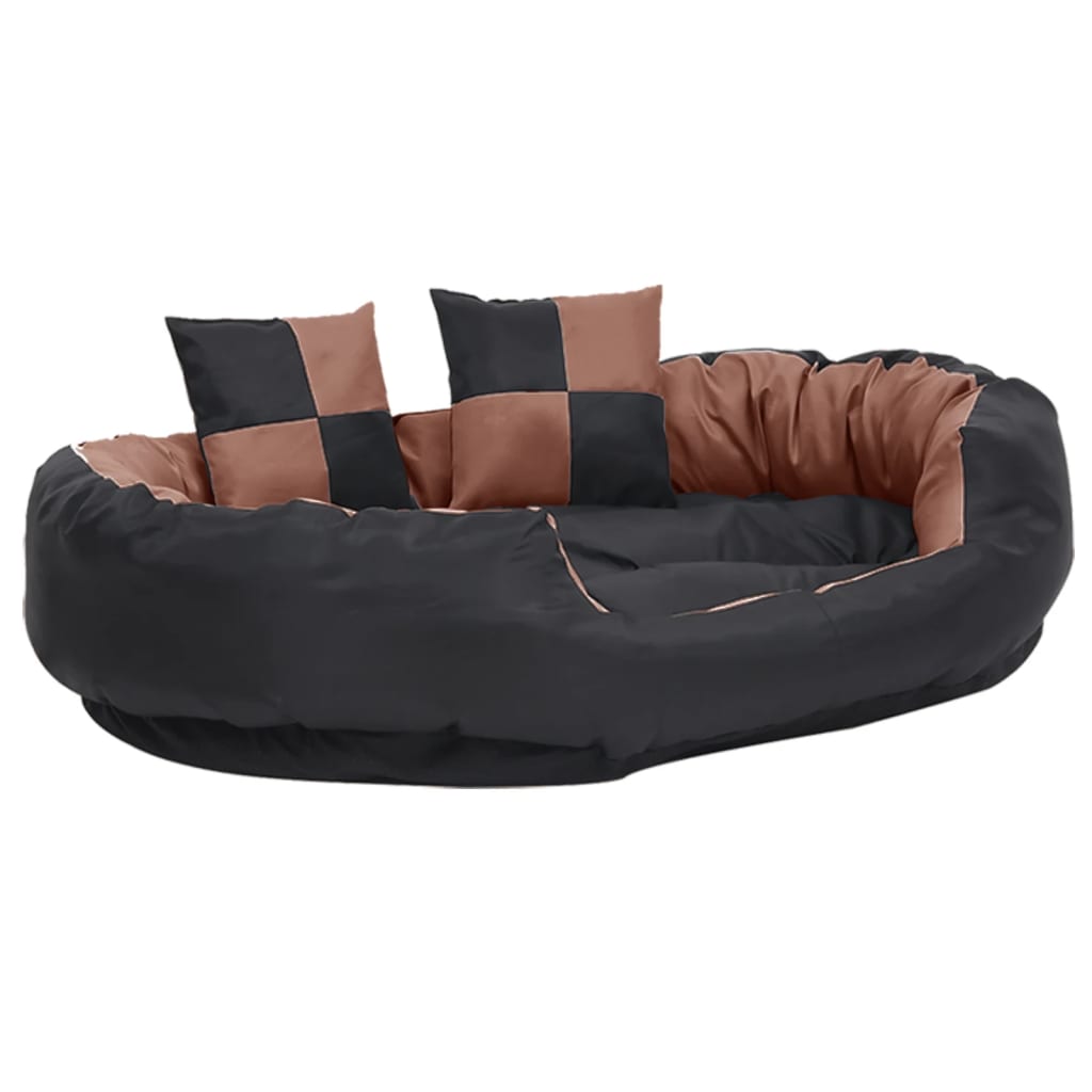 Cuscino per Cani Reversibile Lavabile Nero Marrone 110x80x23cm 171221