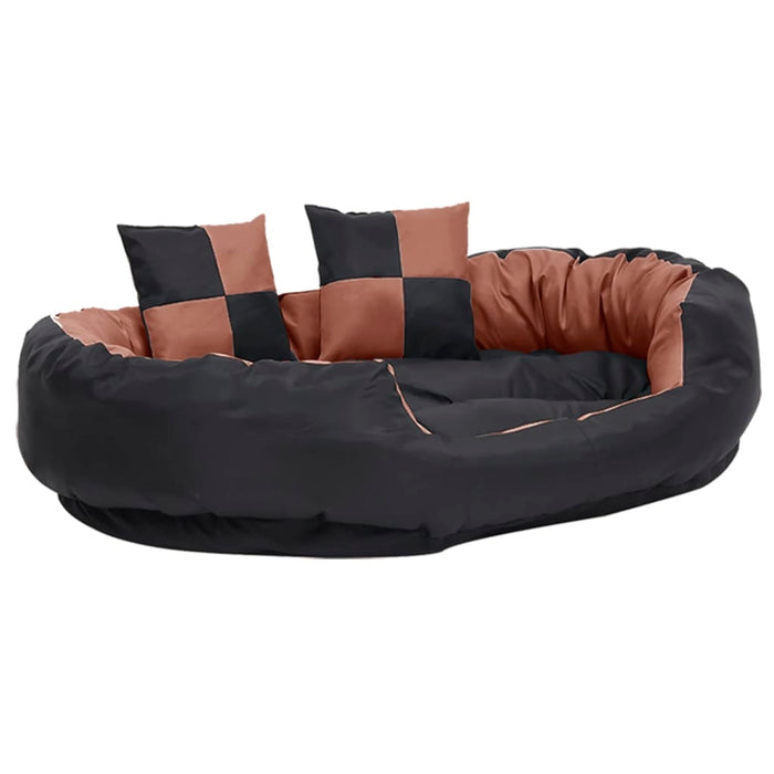 Cuscino per Cani Reversibile Lavabile Nero Marrone 110x80x23cm 171221