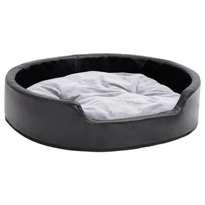 Lettino per Cani Nero e Grigio 79x70x19 cm Peluche e Similpelle 171254