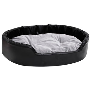 Lettino per Cani Nero e Grigio 90x79x20 cm Peluche e Similpelle 171255