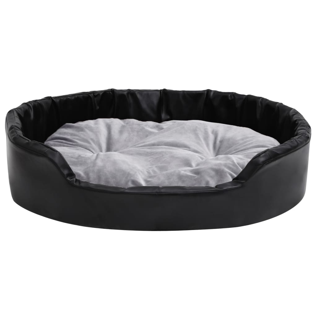 Lettino per Cani Nero e Grigio 90x79x20 cm Peluche e Similpelle 171255