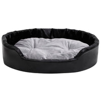 Lettino per Cani Nero e Grigio 90x79x20 cm Peluche e Similpelle 171255