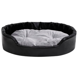 Lettino per Cani Nero e Grigio 90x79x20 cm Peluche e Similpelle 171255