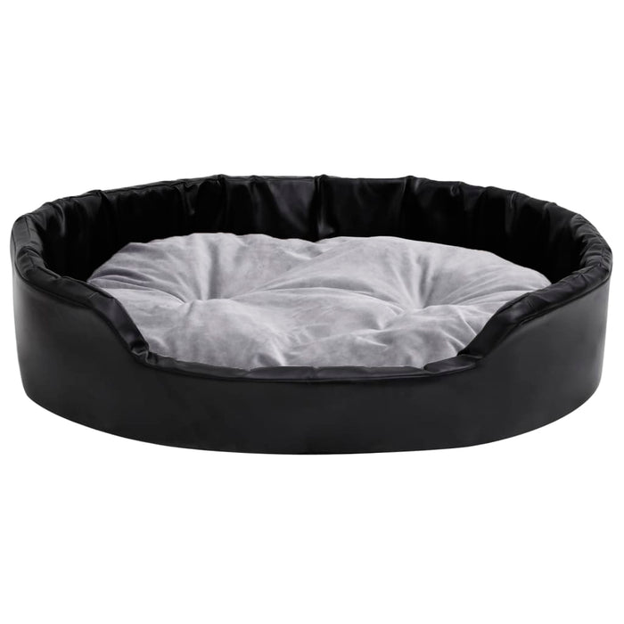 Lettino per Cani Nero e Grigio 90x79x20 cm Peluche e Similpelle 171255