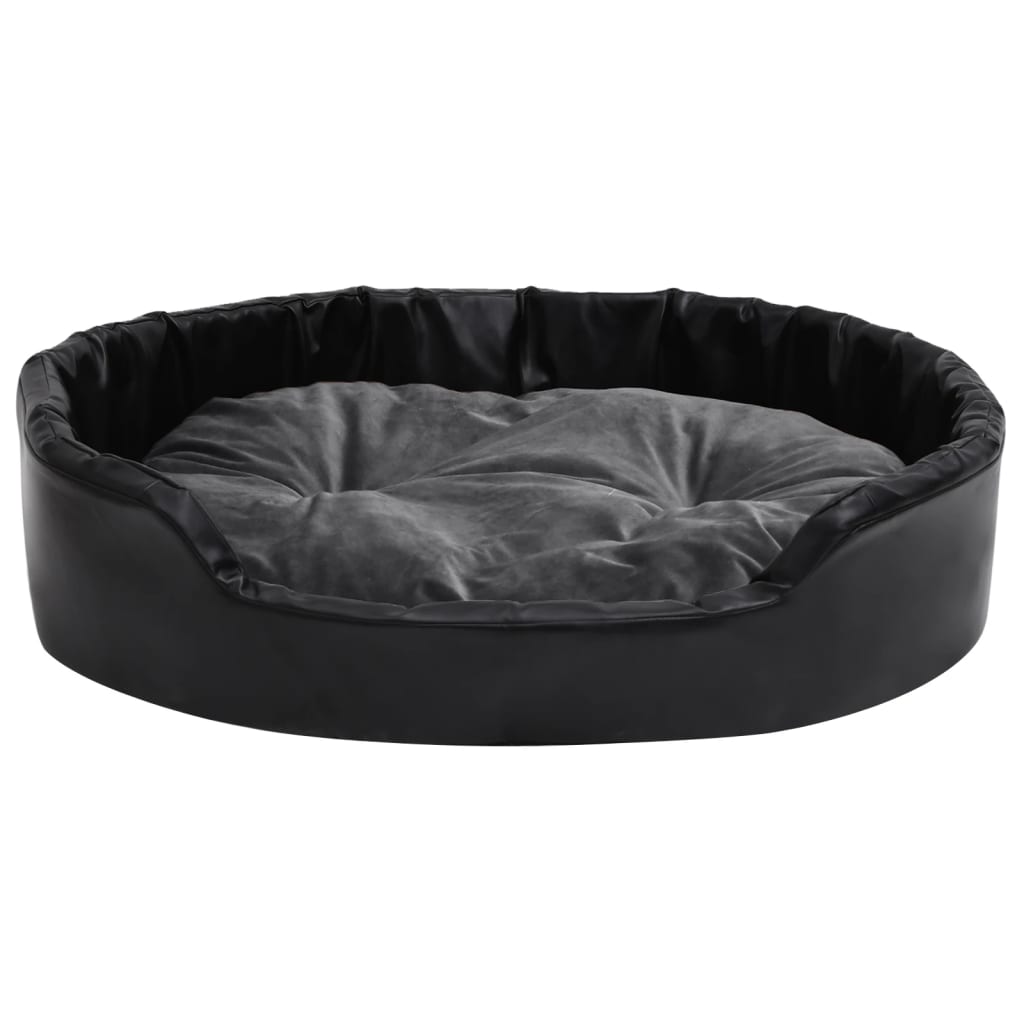 Lettino per Cani Nero e Grigio 90x79x20 cm Peluche e Similpelle cod mxl 40800
