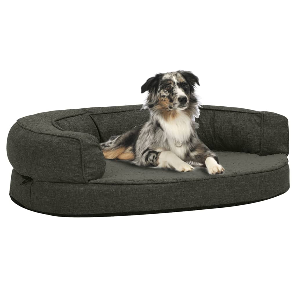 Materasso Ergonomico per Cani 75x53 cm Pile Lino Grigio Scuro 171293