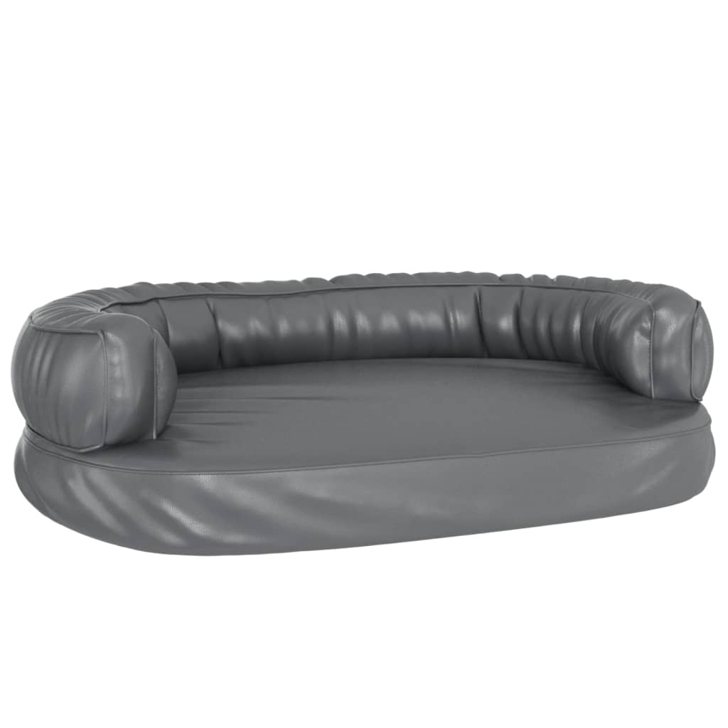 Letto per Cani Ergonomico Gommapiuma Grigio 75x53 cm Similpelle 171317