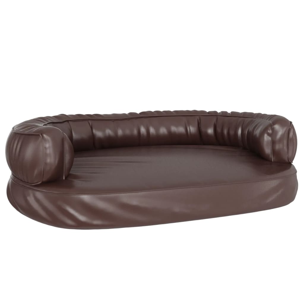 Letto per Cani Ergonomico Gommapiuma Marrone 88x65cm Similpelle 171321